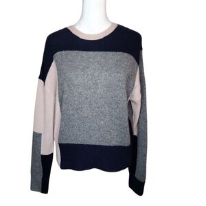 360 Cashmere Saharah Cashmere Sweater Colorblock Size XS Navy, PInk, Gray